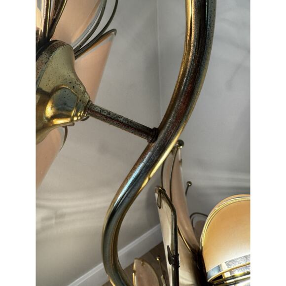 1970s Decorative Table Lamp Lotus Flower Italian Design Gold Metal Crystal RARE - Picture 6 of 13